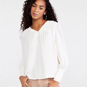 Ann Taylor Mixed Media Pleated Top
